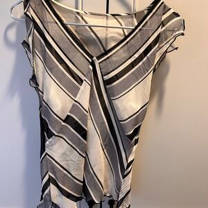 Banana Republic Black and White Diagonal Striped Blouse